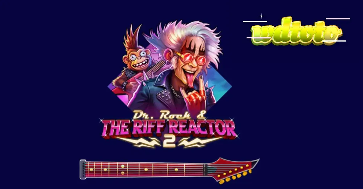 Tampilan visual slot Dr. Rock & the Riff Reactor 2 dengan tema konser rock neon